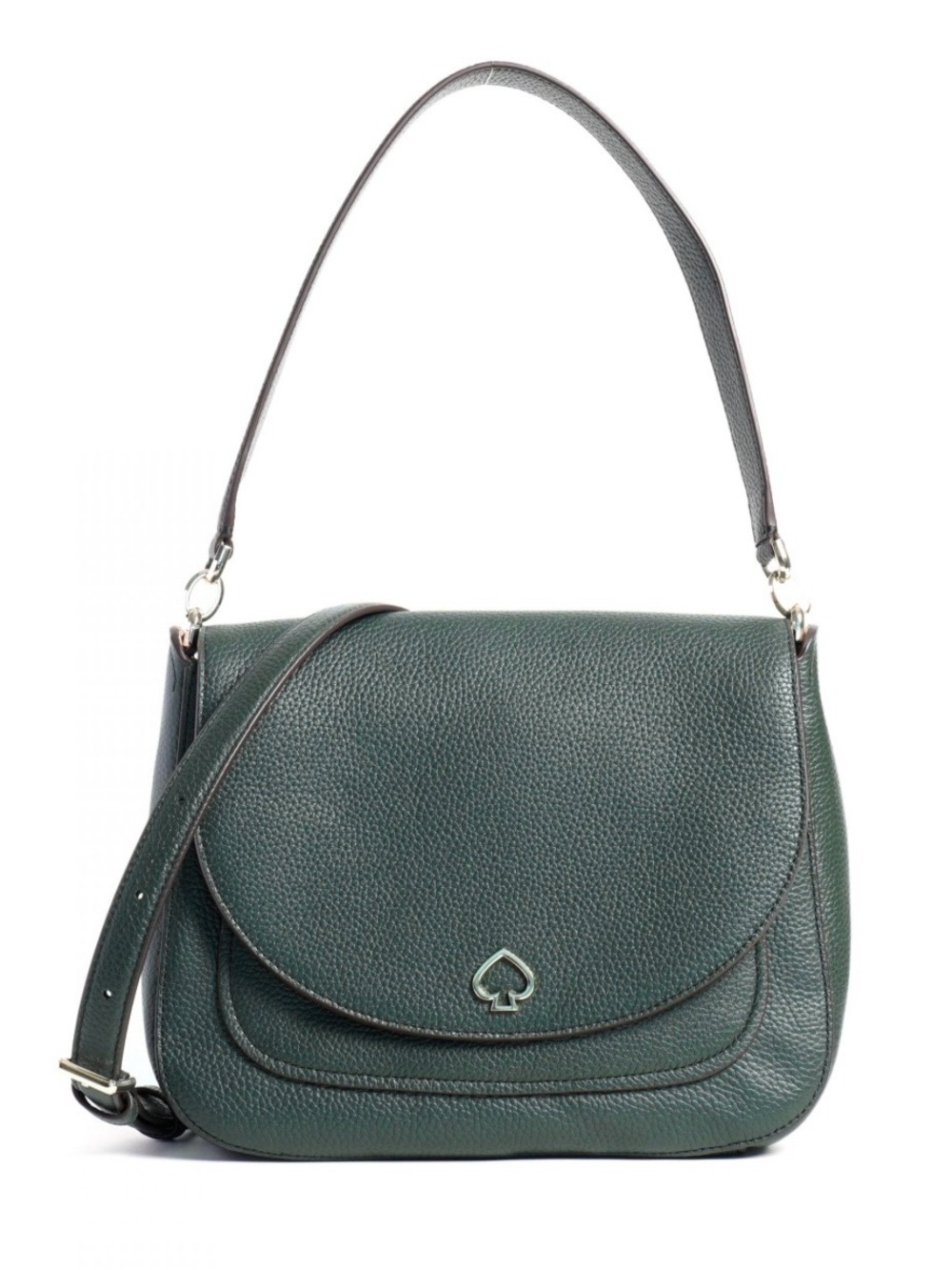 Kate Spade Kailee Medium Flap Deep Evergreen leather Bag Minimalist Quiet Luxury